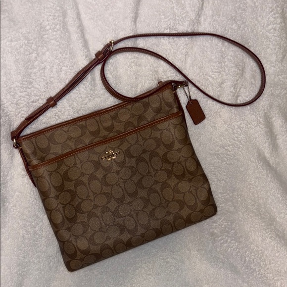 Coach Brown Signature Crossbody Bag with Adjustable Strap